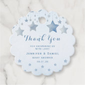 Scalloped Blue Waterverf Star Bedankt Bedankjes Labels (Voorkant)