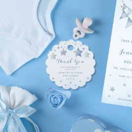 Scalloped Blue Waterverf Star Bedankt Bedankjes Labels