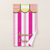 Scalloped Cabana Pink White Summer Stripes Bad Handdoek (Handdoek)