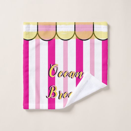 Scalloped Cabana Pink White Summer Stripes Bad Handdoek (Wasdoekje)