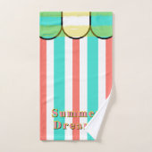 Scalloped Cabana Turquoise Coral White Stripes Bad Handdoek (Handdoek)