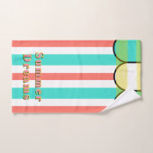 Scalloped Cabana Turquoise Coral White Stripes Bad Handdoek (Handdoek)