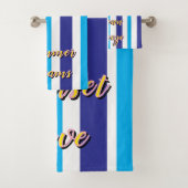 Scalloped Cabana Yellow Blue Summer Stripes Bad Handdoek (Insitu)