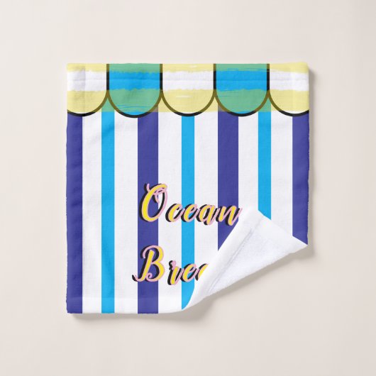 Scalloped Cabana Yellow Blue Summer Stripes Bad Handdoek (Wasdoekje)
