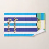 Scalloped Cabana Yellow Blue Summer Stripes Bad Handdoek (Handdoek)