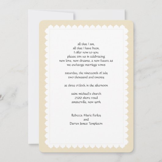 Scalloped Edge Second Marriage Wedding Invitation Kaart (Voorkant)