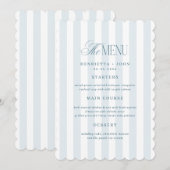 Scalloped Edge Timeless Blue Stripes Menu Card Kaart (Voorkant / Achterkant)
