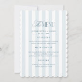 Scalloped Edge Timeless Blue Stripes Menu Card Kaart (Voorkant)