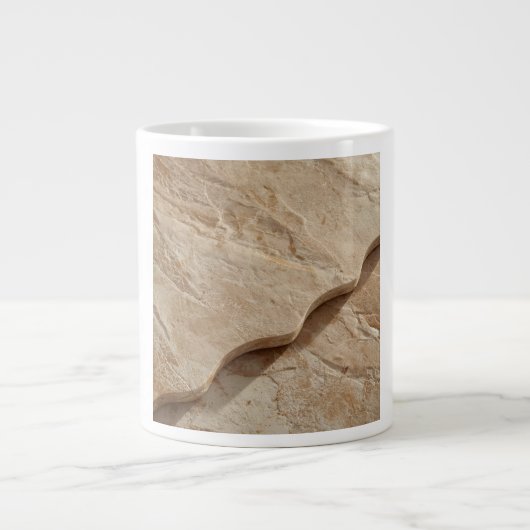 Scalloped Edge Travertine Retro Futurism Grote Koffiekop (Voorkant)