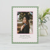 Scalloped Frame Graduation Photo Announcement Kaart (Staand voorkant)