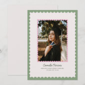 Scalloped Frame Graduation Photo Announcement Kaart (Voorkant / Achterkant)
