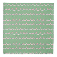 Scalloped Green and Pink Duvet Cover