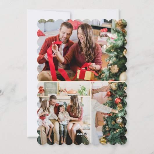 Scalloped Green Frame Christmas Photo Card  Feestdagenkaart (Achterkant)