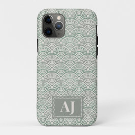 Scalloped Oceaan Golven iPhone Hoesje met Initiale