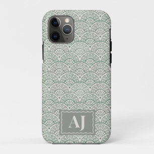 Scalloped Oceaan Golven iPhone Hoesje met Initiale