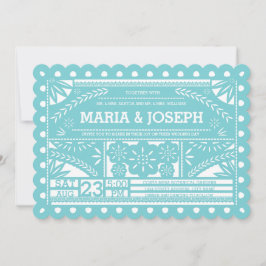 Scalloped Papel Picado Wedding Blue Kaart