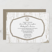 Scalloped Shell Rustic Beach Wedding Kaart (Voorkant / Achterkant)