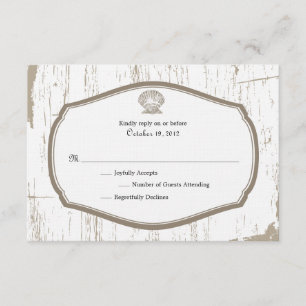 Scalloped Shell Rustic Beach Wedding RSVP Kaartje