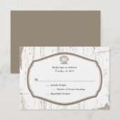 Scalloped Shell Rustic Beach Wedding RSVP Kaartje (Voorkant / Achterkant)
