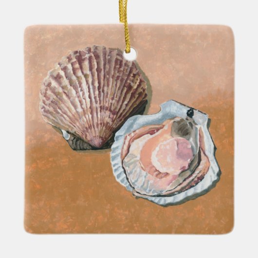 Scallops stilleven keramisch ornament (Voorkant)