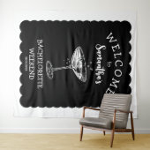 Scalop rand Bachelorette Party Achtergrond Cocktai Wandkleed (In Situ (horizontaal))