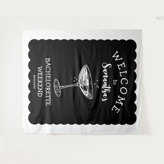 Scalop rand Bachelorette Party Achtergrond Cocktai Wandkleed (Voorkant (horizontaal))