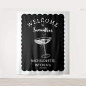 Scalop rand Bachelorette Party Achtergrond Cocktai Wandkleed (Voorkant)