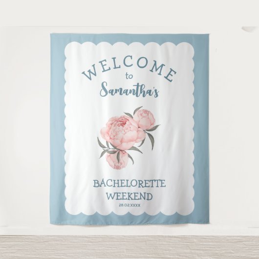 Scalop rand Bloem Roze Hen Party  Wandkleed (Voorkant)