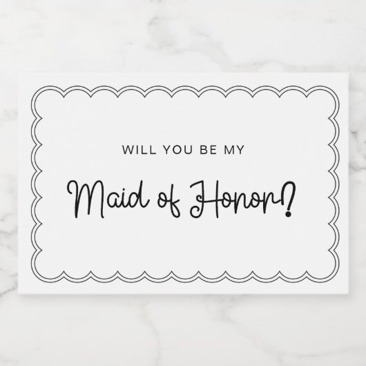 Scaloped Border Bruidsmeisje Mousserende Wijn Labe Sparkling Wijnetiket (Enkel label)