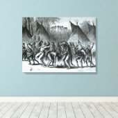 Scalp Dance van 'Schetsen van de Indiase Oorlog' Canvas Afdruk (Insitu (Houten vloer))