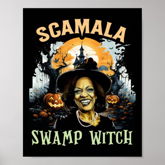 Scamala Kamala Harris ontmaskerd moerasheks Hallow Poster (Voorkant)