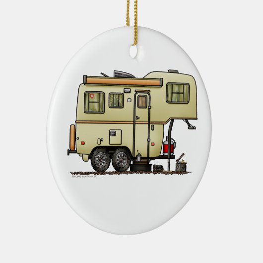 Scamp 5th Wheel Camper RV happy camper Keramisch Ornament (Rechts)