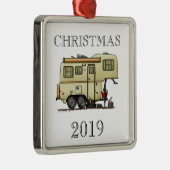 Scamp 5th Wheel Camper RV happy camper Metalen Ornament (Rechts)