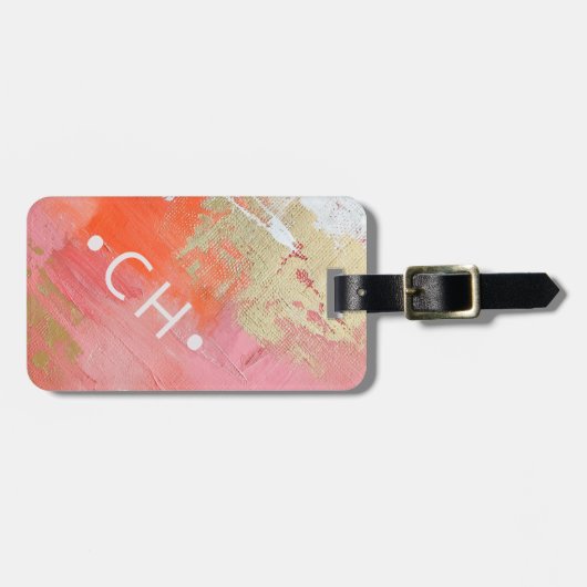 Scan als verloren aangepaste QR-code Monogram Mode Bagagelabel (Voorkant horizontaal)