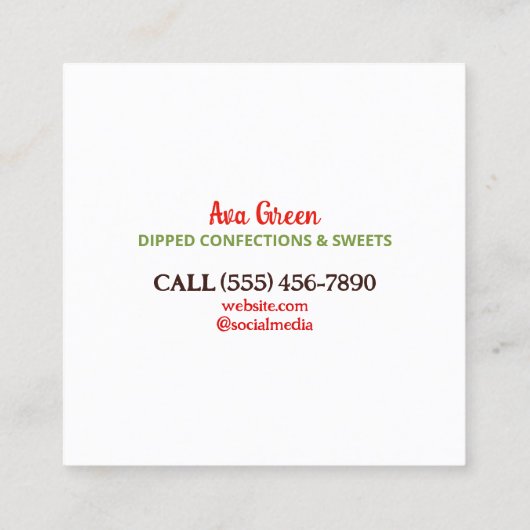 Scan Code Chocolade Aardbeien Vierkante Visitekaartje (Achterkant)