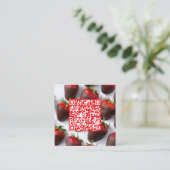 Scan Code Chocolade Aardbeien Vierkante Visitekaartje (Staand voorkant)