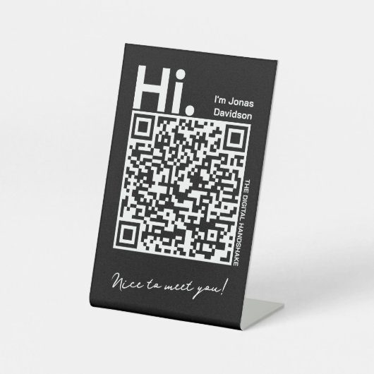 Scan & Connect Contact Kaart voor een klant Reclamebord Met Voetstuk (Voorkant)