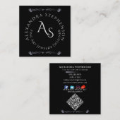 Scan Connect Social Media QR Code juwelen display Vierkante Visitekaartje (Voorkant / Achterkant)