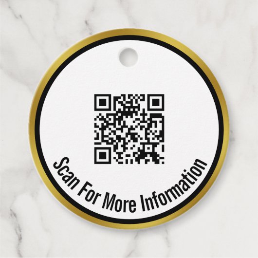 Scan de QR-code voor meer informatie in zwart wit  Bedankjes Labels (Voorkant)