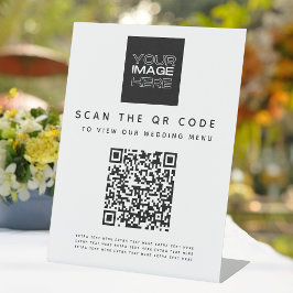 Scan het Pedestal Sign van het Qr Code Wedding Men Reclamebord Met Voetstuk