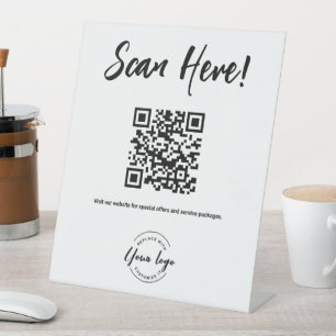Scan hier QR code Business Website en diensten Reclamebord Met Voetstuk