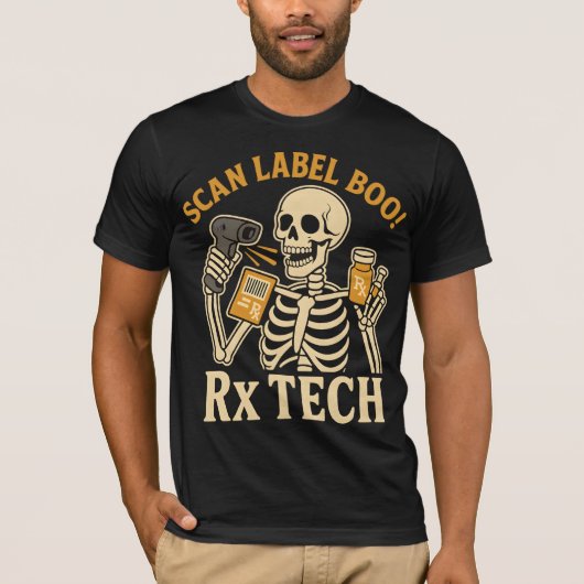 Scan Label Boo Rx Tech Apotheek Halloween T-shirt (Voorkant)