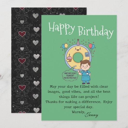 Scan Machine Operators' Birthday Kaart (Voorkant / Achterkant)