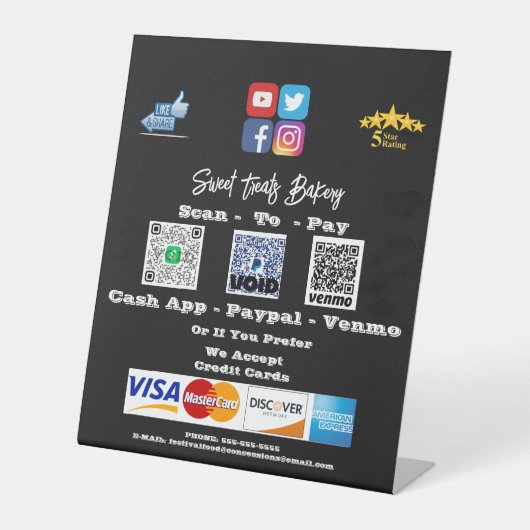 Scan me Betaling QR Code Pedestal Sign Reclamebord Met Voetstuk (Voorkant)