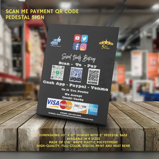 Scan me Betaling QR Code Pedestal Sign Reclamebord Met Voetstuk