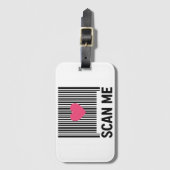 Scan Me – Creatieve Barcode met Hartontwerp Bagagelabel (Voorkant (verticaal))