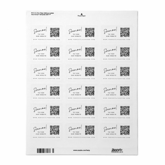 Scan me elegante script witte zakelijke QR-code Etiket (Full Sheet)