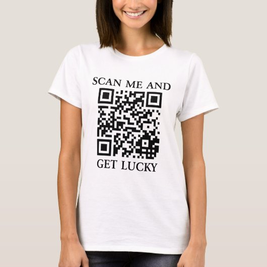 Scan me en krijg geluk t-shirt (Voorkant)