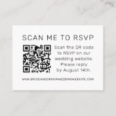 Scan me naar RSVP Weddenschap QR Code Foto RSVP Visitekaartje (Voorkant)