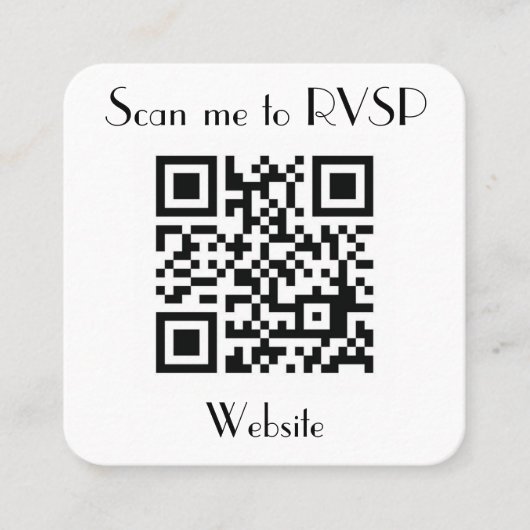 Scan me naar RSVP Wedding QR Code Foto Reactie Vierkante Visitekaartje (Voorkant)